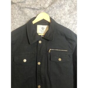 WenVen Jacket Men Medium Black Denim Canvas Workwear Military Moto Field w Tags